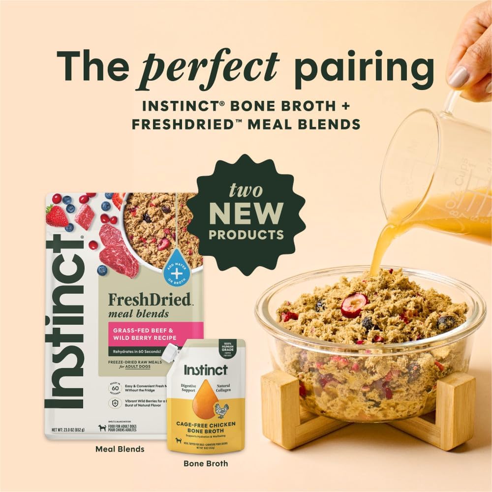 Instinct Bone Broth, Meal Topper for Dogs, Human Grade - Cage-Free Chicken, 16 oz. Pouch