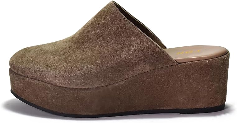 YDN Womens Cute Round Toe Platform Heeled Mules Mid Wedge Heels Slippers Comfort Slip On Sandal Indoor and Outdoor Slide Shoe Size 4-16 US