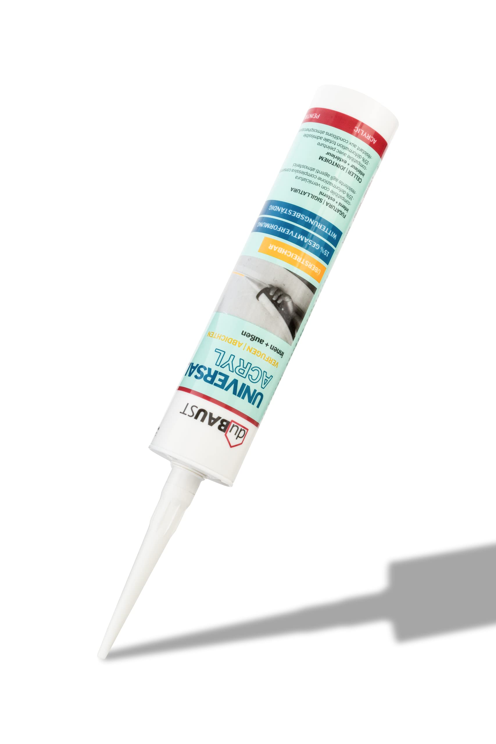 MAC24 Mastic acrylique universel pour intérieur et extérieur, recouvrable, résistant aux intempéries, cartouche de 310ml, blanc (12)