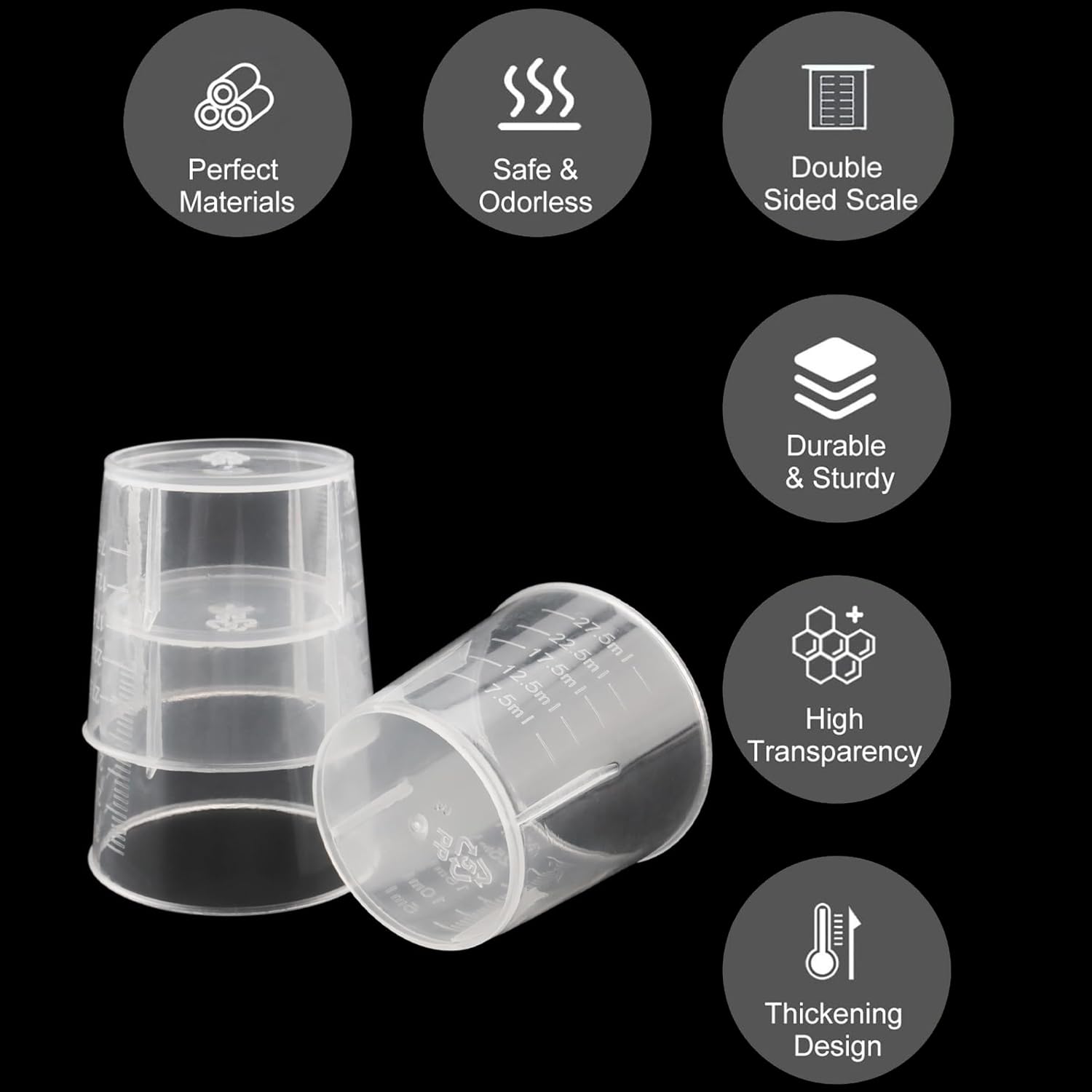 Kit 80 Pezzi Misurini Graduati In Plastica 30 Ml E Bastoncini In Legno Per Resina Epossidica - 5
