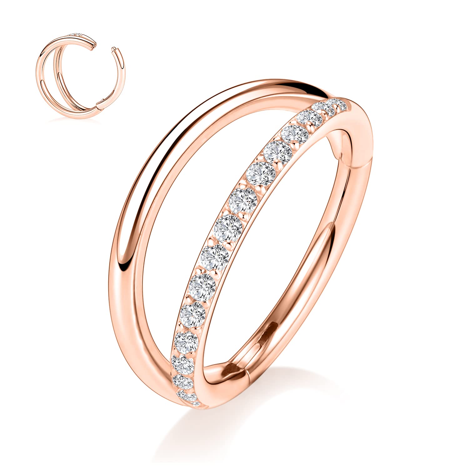 hengkaixuan Triple Double Nose Hoop Ring Sleeper Hoop Earring Helix Rook Conch Cartilage Daith Tragus Earrings Septum Ring Lobe Nose Piercing Jewellery for Women — view 7