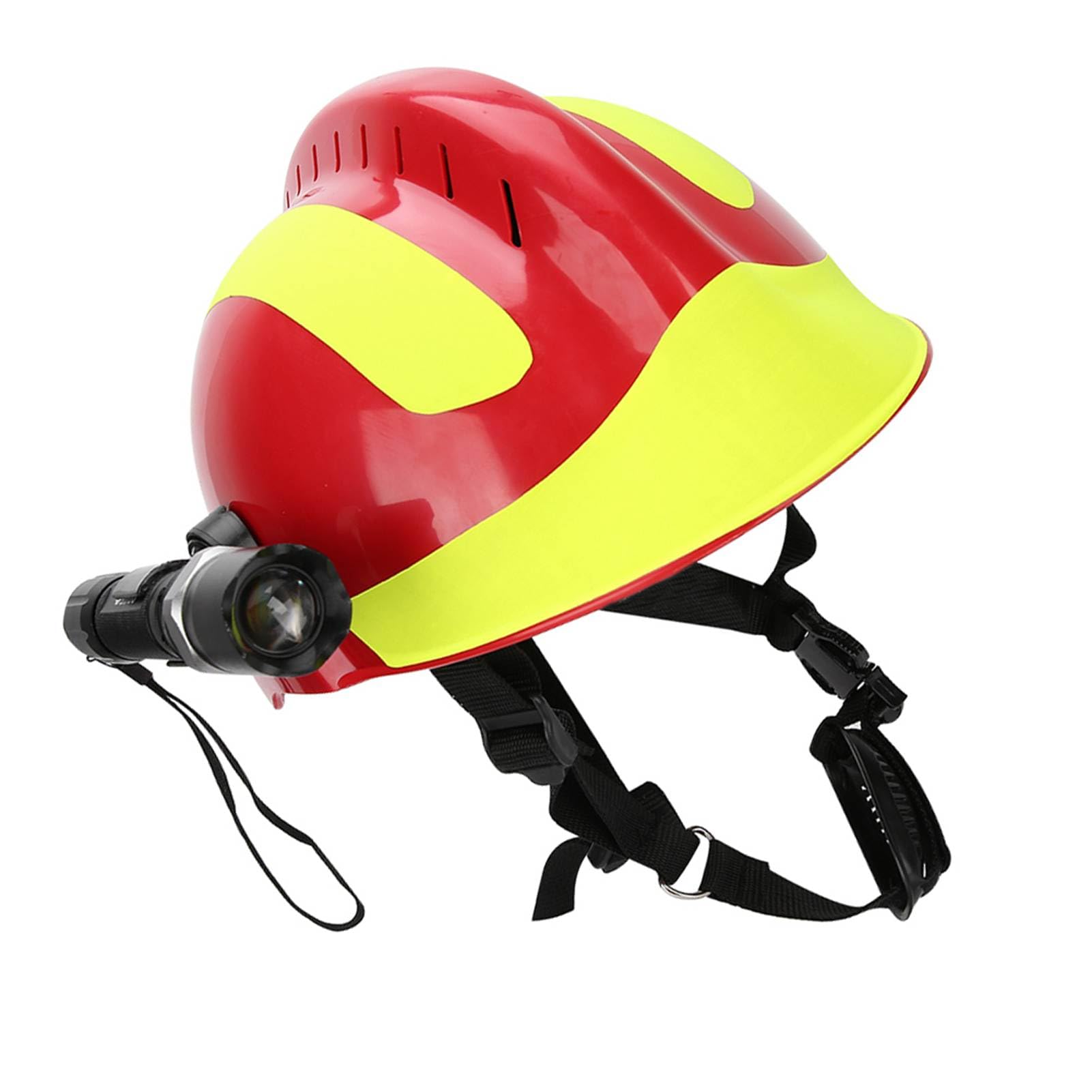 Ejoyous Casco de Rescate, Casco de Bombero, Protector de Emergencia Antiimpacto Resistente Al Calor con Marcas Reflectantes [Brand] con Lámpara Frontal, Gafas y Capucha para Cuello