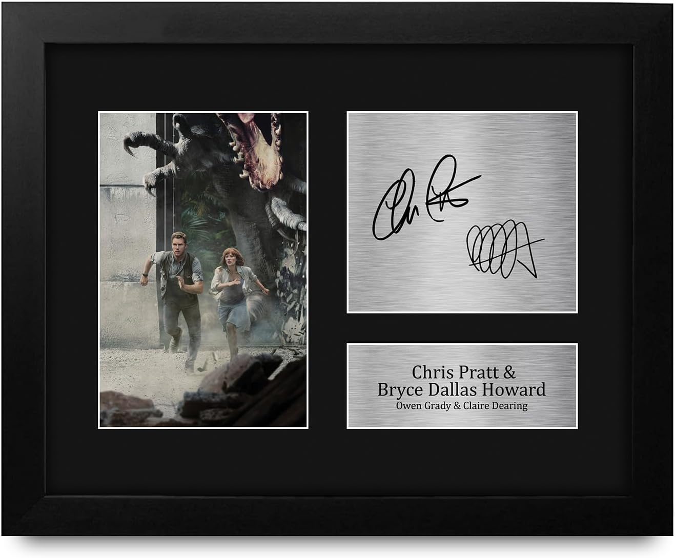 HWC Trading Chris Pratt & Bryce Dallas Howard Jurassic World Framed Gifts Printed Signed Autograph Picture for Movie Memorabilia Fans - US Letter Size