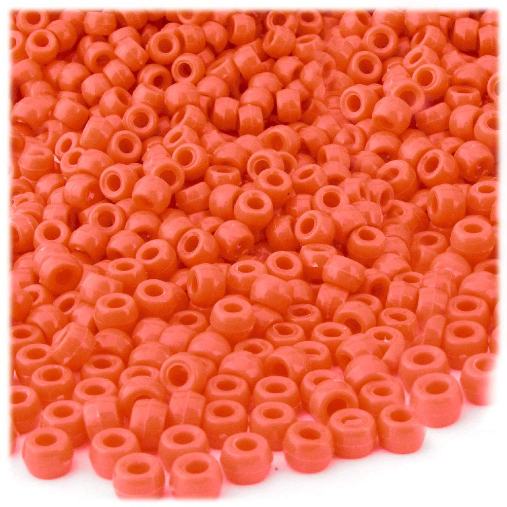 The Crafts Outlet 100pc Plastic Round Opaque Pony Beads 9x6mm Orange Beads