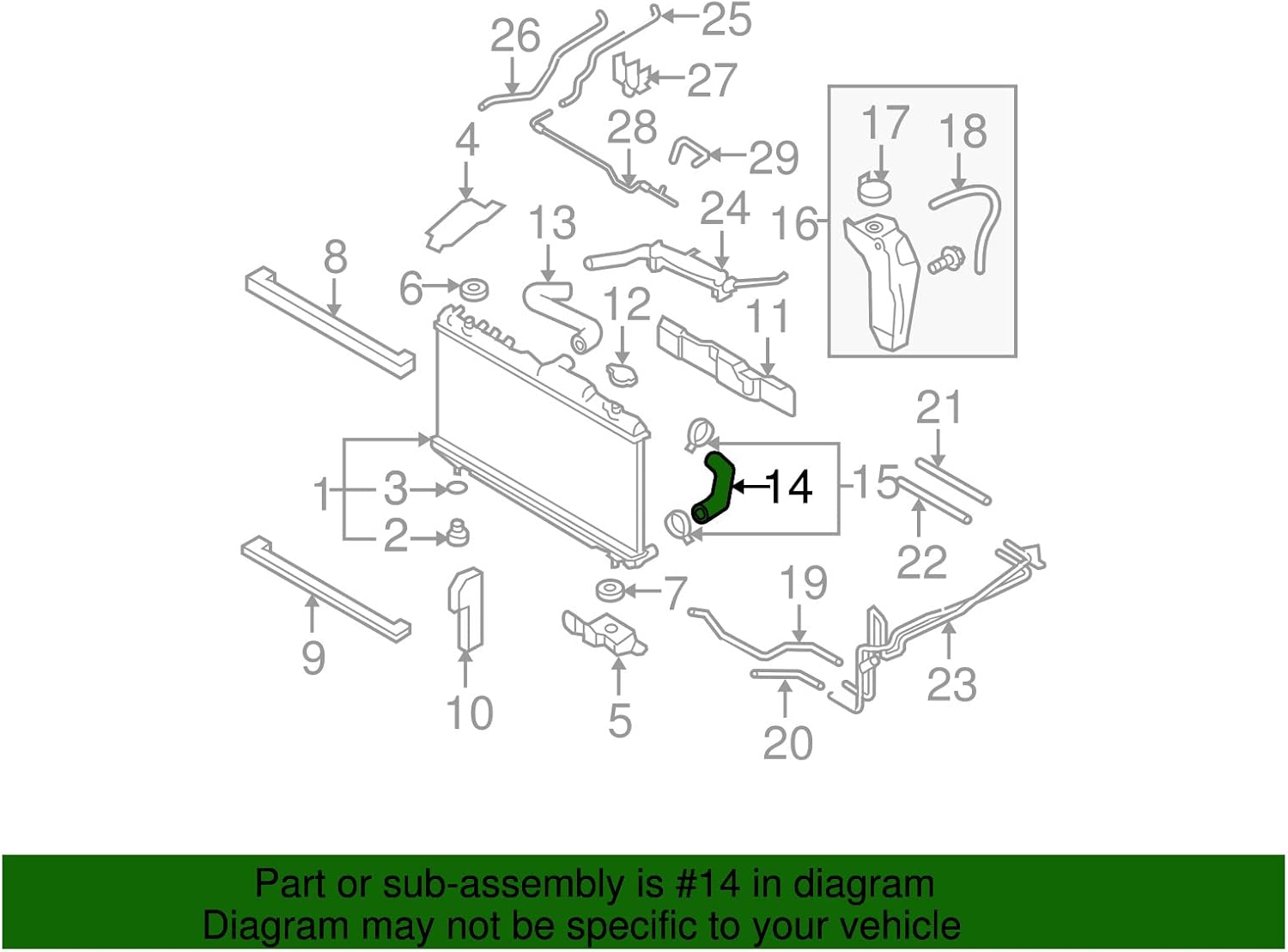 Subaru 2005-2009 Legacy & Outback Radiator Lower Hose 45161AG01A