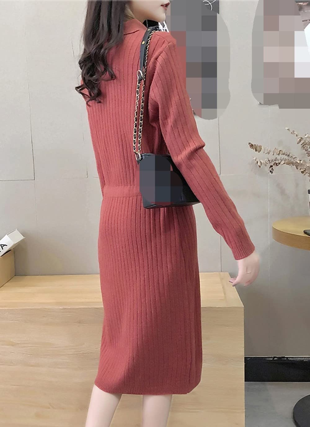 Pulls Tricot Femme,Pull À Revers pour Femme Resserrez La Taille Pull en Tricot Rouge Pull Printemps Robe Pull À Fond Élégant Classique Cadeau pour Petite Amie Fête des Mères