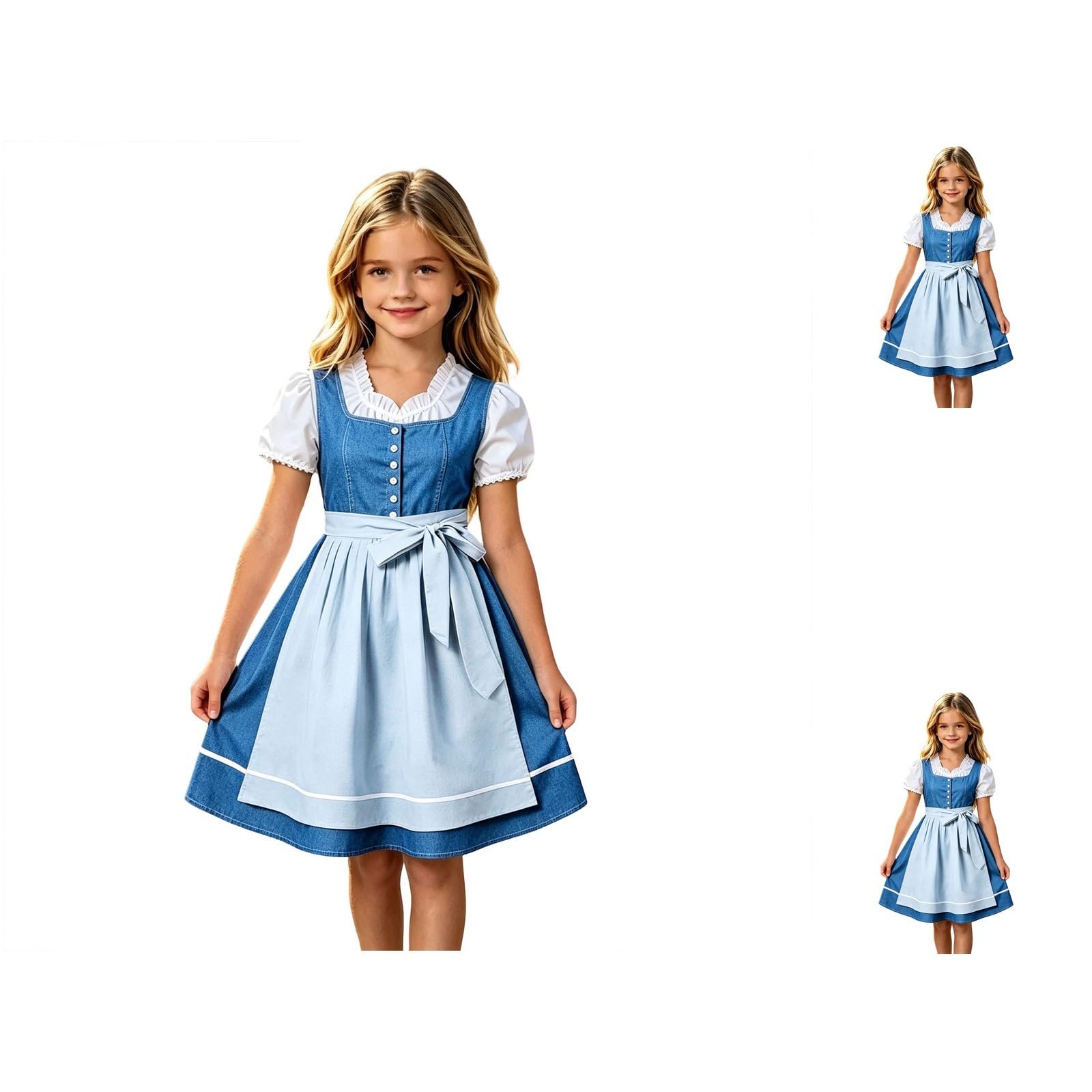 Girls Oktoberfest Costume Bavarian Beer Festival Dirndl Dress with Apron โ image 1