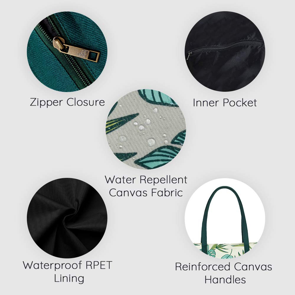 Eco Right Bolsas grandes para mujer con cremallera, impermeables, ecológicas, tamaño único, Lush Tropics - Sakura, talla única, Utilidad