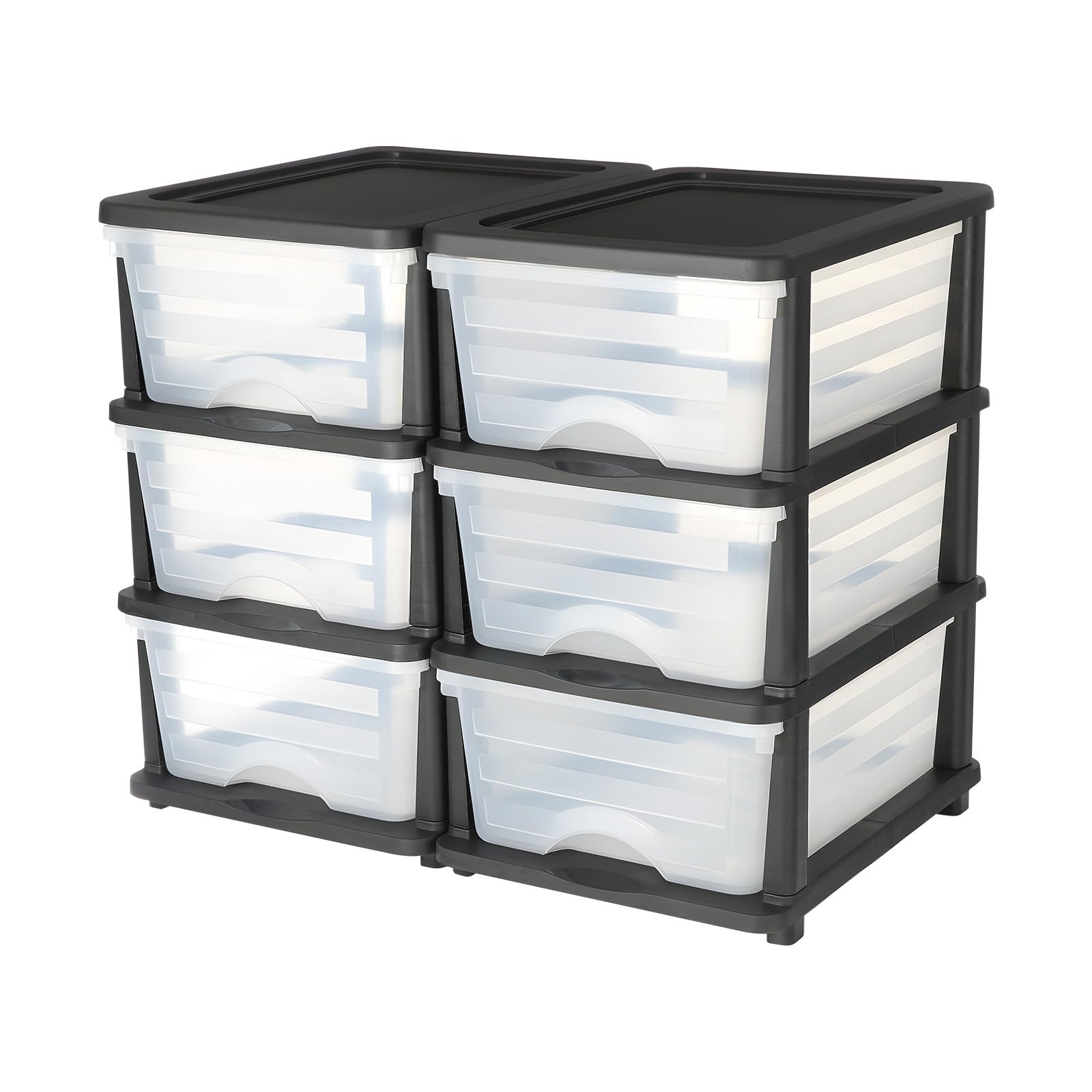 VEVOR Cassetti Portaoggetti in Plastica, Torre Portaoggetti a 6 Cassetti, Scatola per Stoccaggio a 3 Livelli, Contenitori Trasparenti per Forniture per Ufficio, Stanze per hobby, Aule, Casa