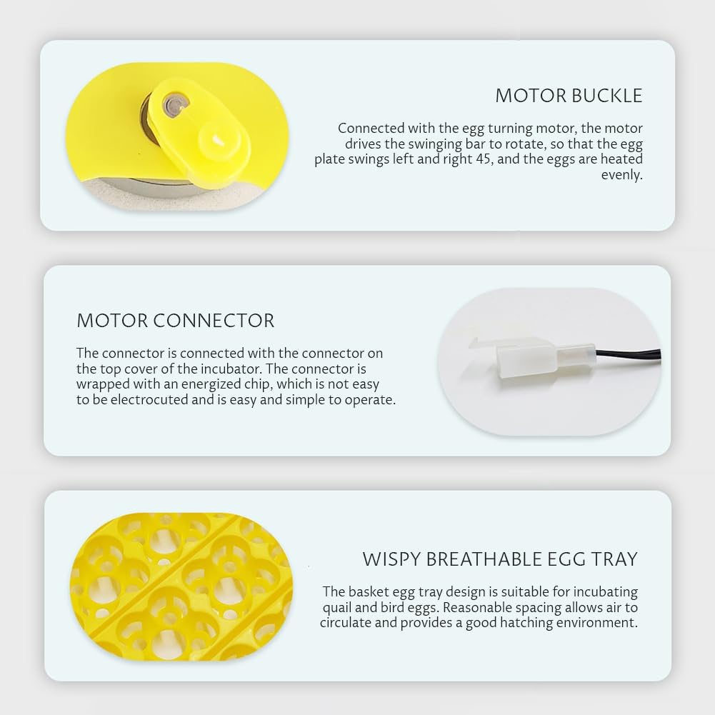 56 Egg Incubator, Automatic and Adjustable Egg Turning, Incubator for Chicken Eggs, for Hatching Poultry Chicken Duck Bird Quail (16.92x16.33x1.81 in Yellow 110V)