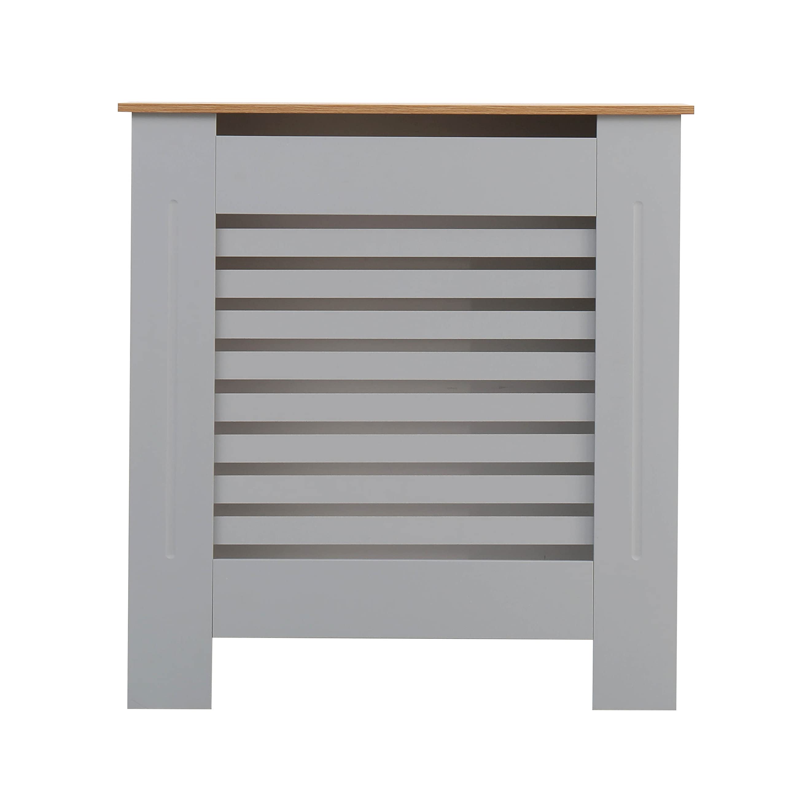 AVC Designs Radiator Cover Modern MDF Wood Horizontal Slat Living Room Bedroom Hallway Cabinet (Small Grey/Oak)