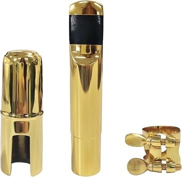 Tenor Saxophone Mouthpiece 7#, Brass Mouthpiece for Bb Tenor Sax - Gold Plated Professional Mouthpiece 110x15mm