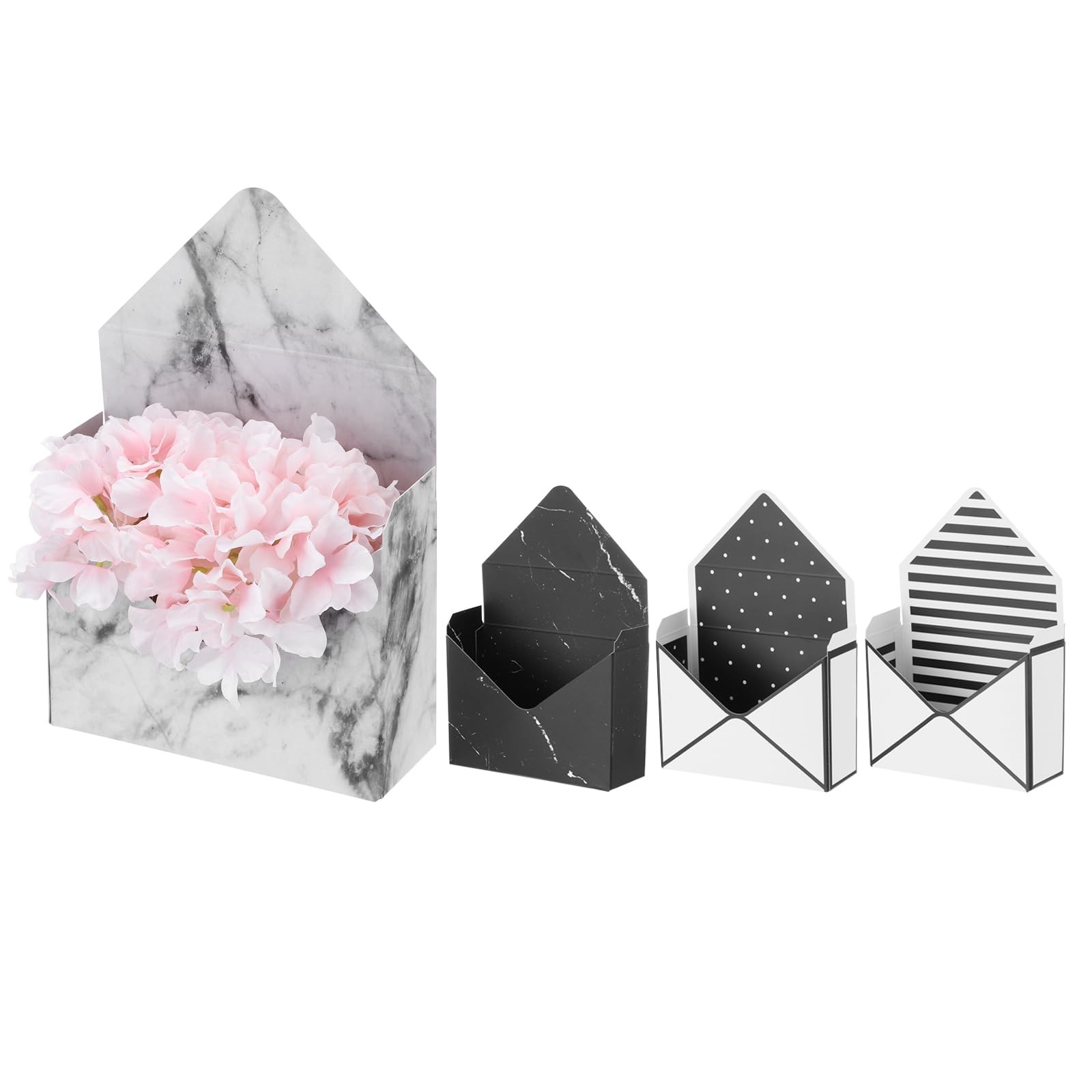 PATIKIL Paper Flower Gift Bags Set, 4 Pcs Paper Bouquet Flower Gift Bag with Handle Small Folding Hand Hold Envelope Box for Florist Wedding Party Birthdays, 3 Styles, Multicolored