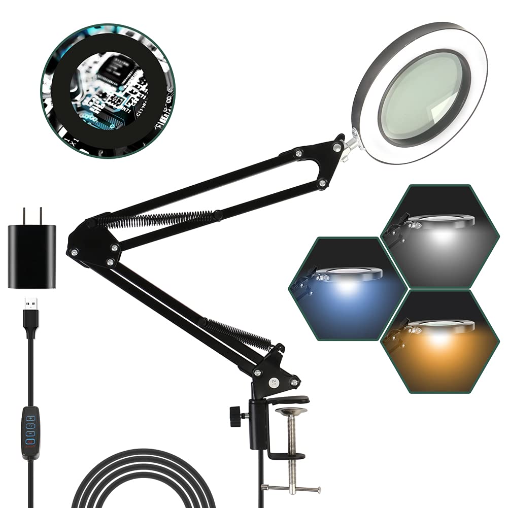 Buy Magnifying Glass with Light and Stand, 8Diopter Glass Lens 5X