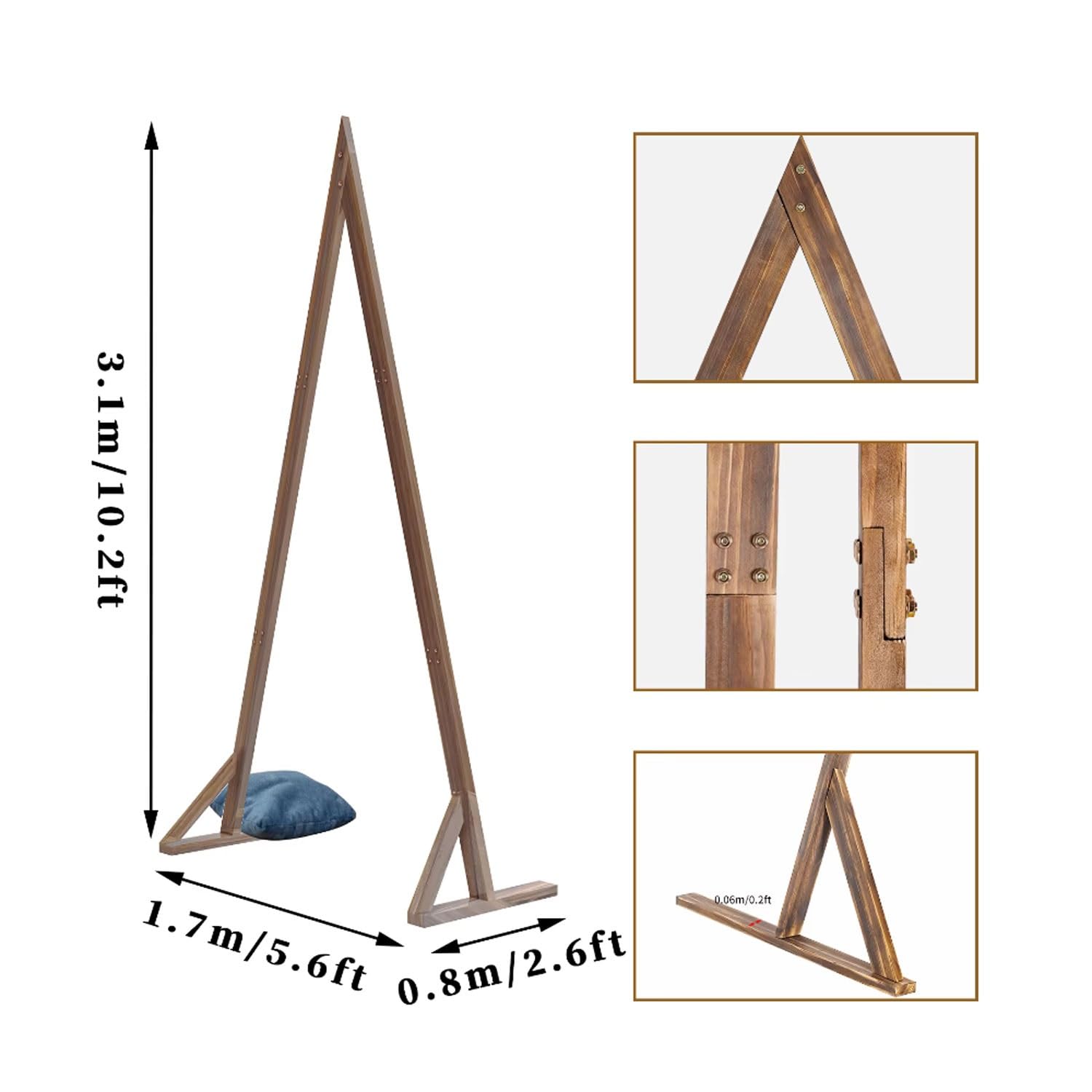 Dreieckiger Bogen aus Holz, für Garten, Hochzeit, Party, Hochzeit, Zeremonie, Holzbogen, Kulisse, Ständer, Holzbogen, Dekoration, rustikale Hochzeitsbogen-Dekorationen