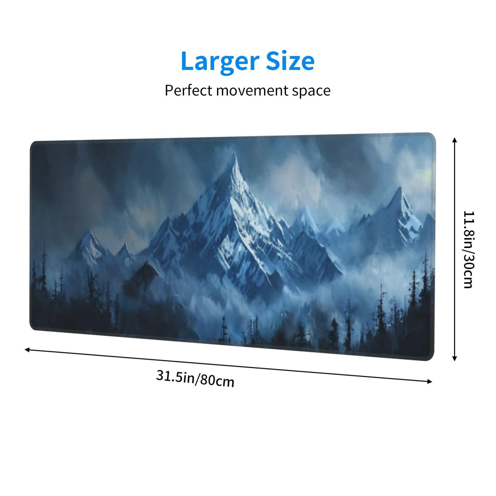 Alfombrilla de mouse para juegos, alfombrilla de mouse grande con base de goma antideslizante, alfombrilla de mouse para teclado, alfombrilla de escritorio con bordes cosidos, 31.5 x 11.8 pulgadas,