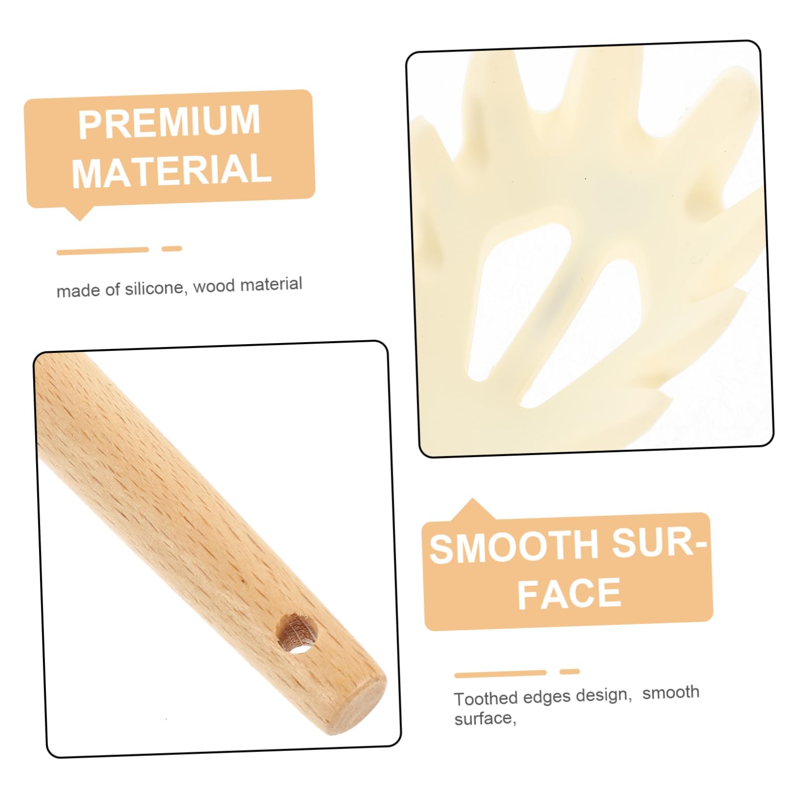 STOBAZA Wooden Handle Silicone Pasta Server Strainer Spoon Fat Skimmer for Kitchen Cooking