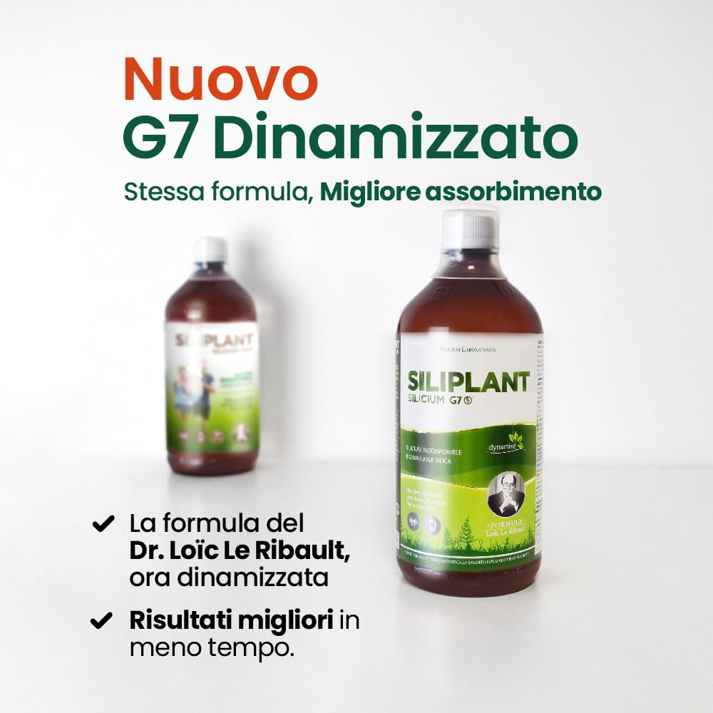 G7 Siliplant Formula Migliorata. Integratore Alimentare di Silicio Liquido, Integratore Collagene Naturale, Integratore Ossa e Articolazioni per l'elasticità della Pelle. Trattamento 33 Giorni.