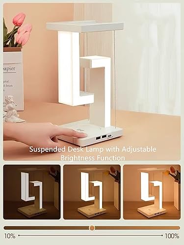 Miniatura 4 de Lámpara de mesa, lámparas de noche con puerto USB, cargador inalámbrico, 3 modos de luz, lámpara táctil regulable, luz nocturna LED levitante de