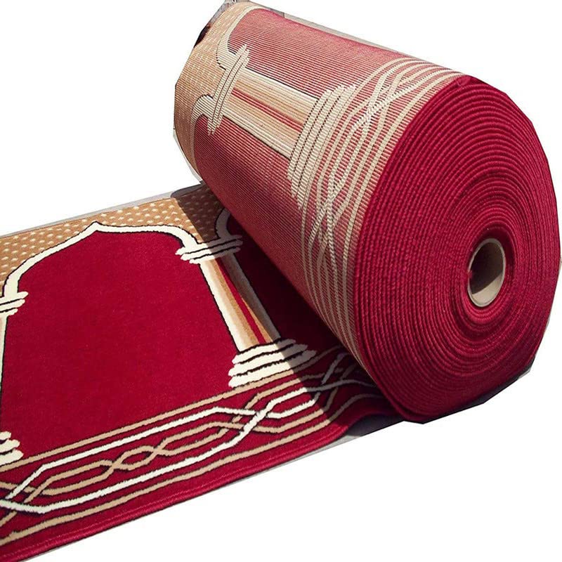 Image of Sifa Carpet Hand Washable Zanamaz Prayer Carpet for Masjid(Mosque) - 4x25 Feet Maroon Color