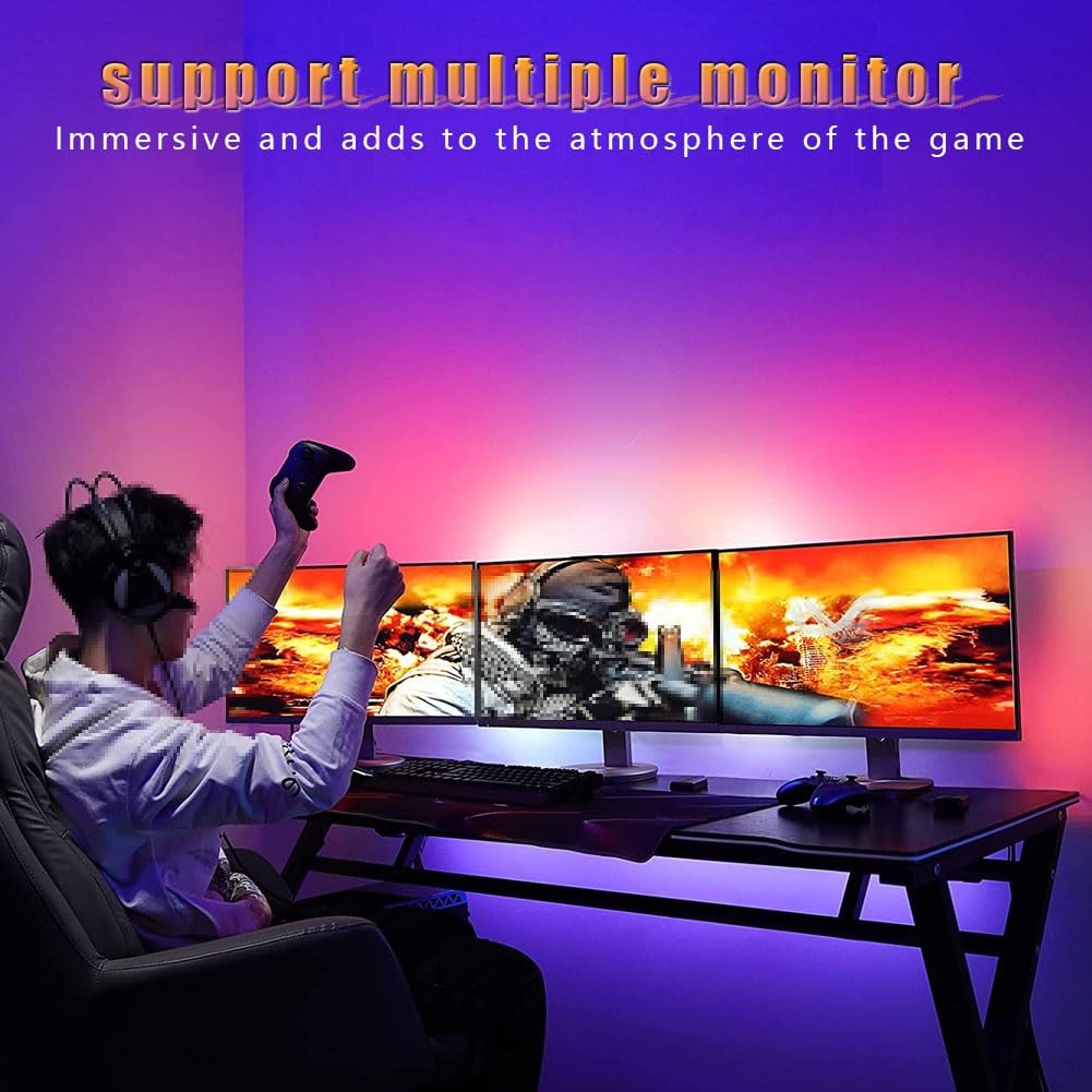 Barra luz LED USB for TV,tira LED varios tamaños for pantalla 17 a 32 pulgadas con control aplicación,movimiento con la pantalla,barra luz sincronización música for trabajo,películas TV,juegos(Size:1m