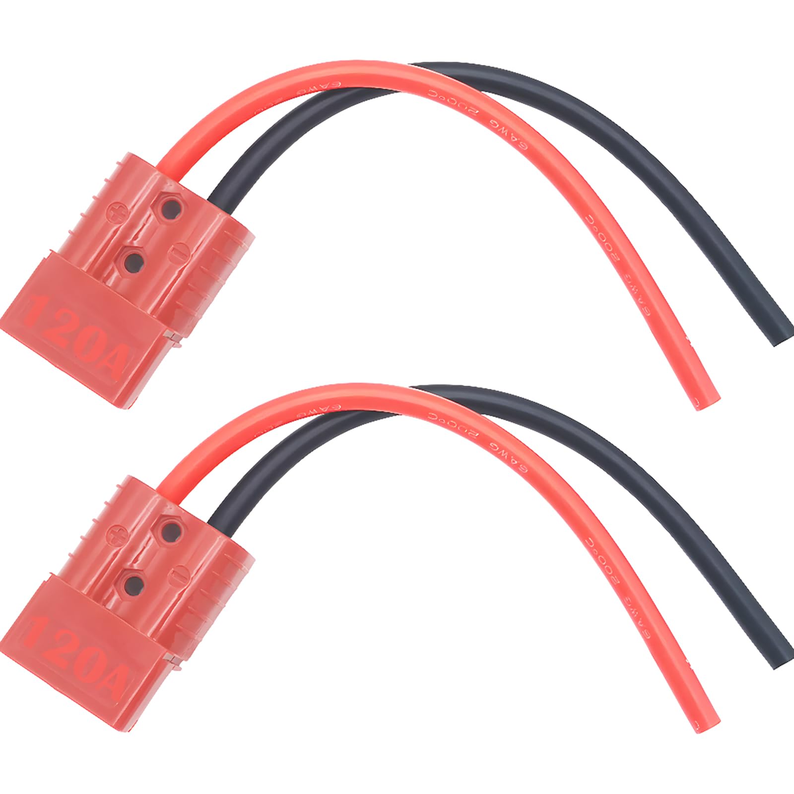 CESFONJER 120A Connettore Batteria (Rosso), con Cavo in Silicone 6 AWG 25 cm (2 Set), connettore Batteria a sgancio rapido a connessione Rapida, per Auto, Camper, Barca, Camper