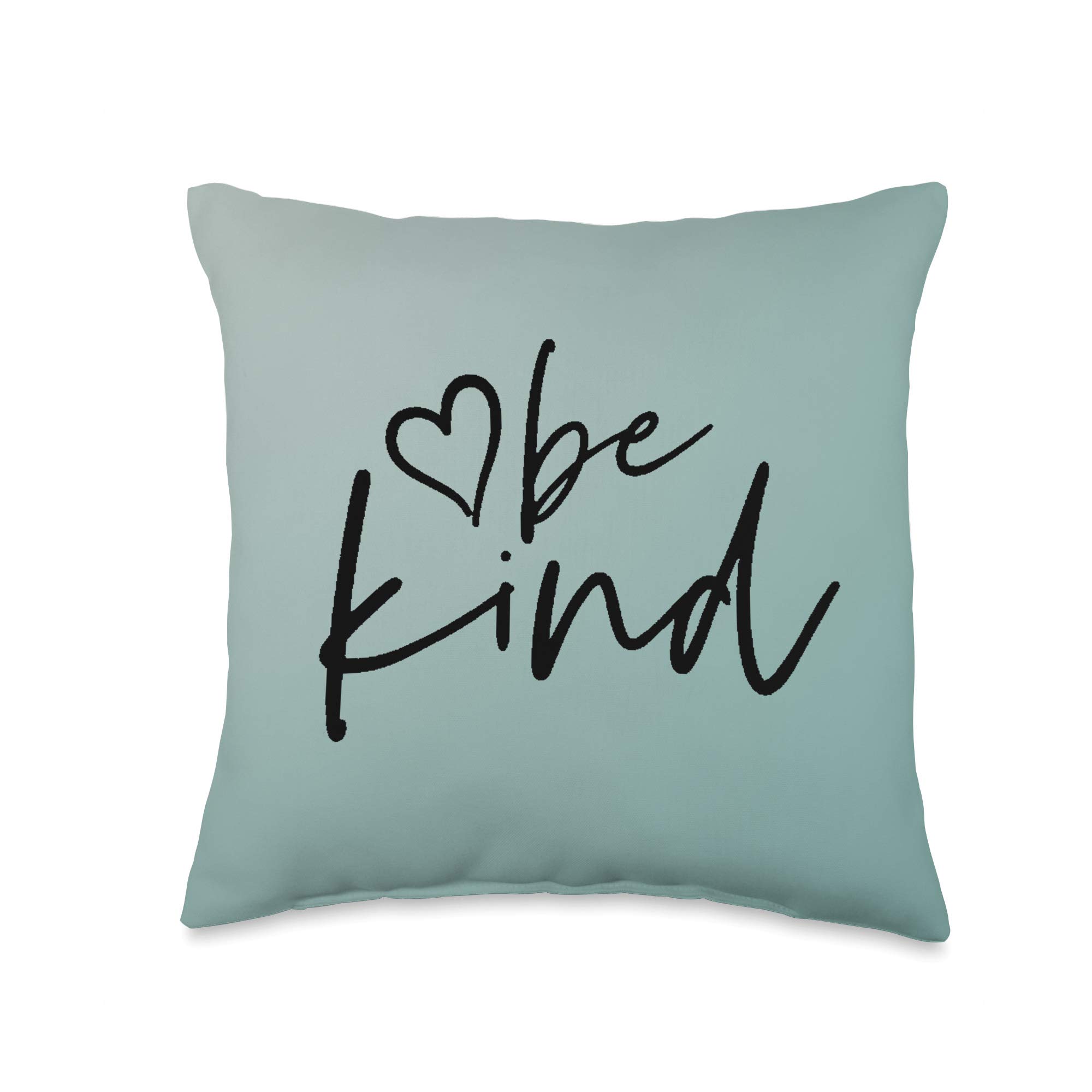 BeKind Cute Grip Be Kind Love Heart in Blue Green-Gradient Throw Pillow, 16x16, Multicolor