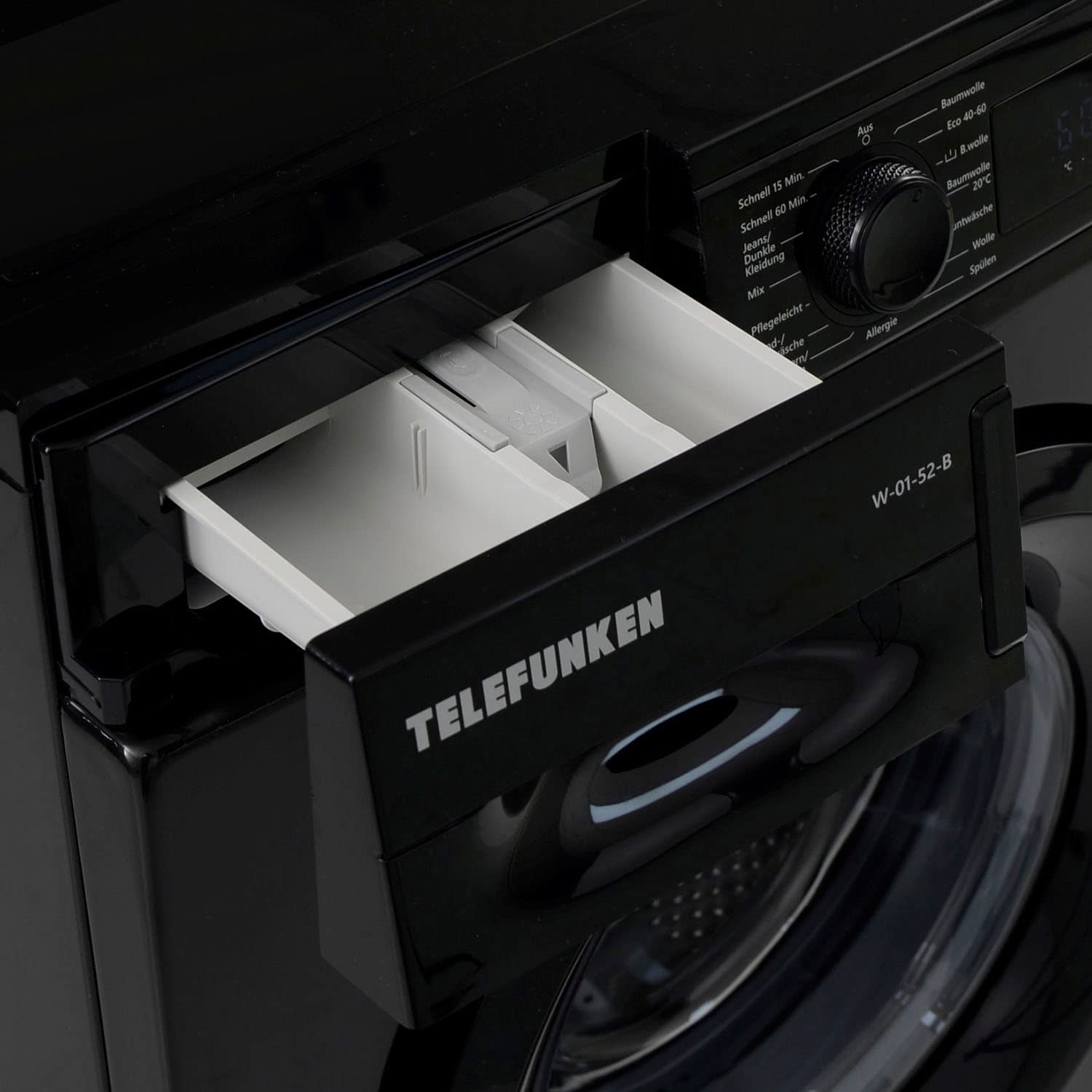 Telefunken W-01-52-B Waschmaschine (5 kg / 1000 U/Min) mit Mengenautomatik und Überlaufschutz / 15 Programme/Startzeitvorwahl/schwarz | Mengenautomatik, Überlaufschutz, 15 Programme, Startzeitvorwahl, schwarz