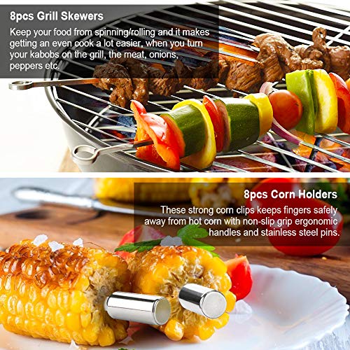LUYATA BBQ Grill Accessories Tools Set, 39PCS Stainless Steel Grilling Barbecue Tool Sets Kit with Aluminum Case, Thermometer, 2 Grill Mats for Backyard Outdoor Camping Birthday Party - Thumbnail 6