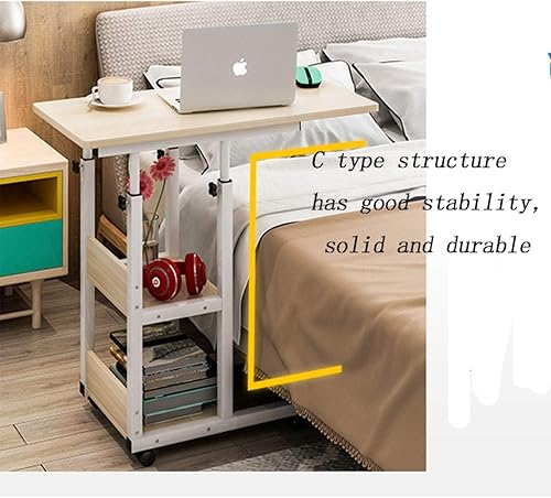 Miniatura 5 de Desktop Computer Table Adjustable Portable Laptop Desk Rotate Laptop Bed Table Can Be Lifted Standing Desk with Wheel Color  Black Willow Pinewood