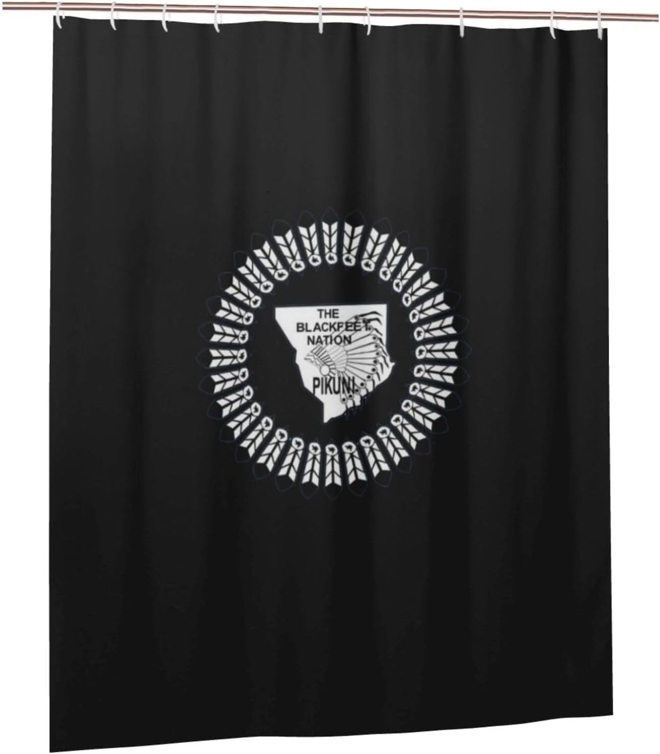 Fpandawang Blackfeet Nation Bathroom Fabric Shower Curtain with 12 Buckles and Hooks, Washable, Waterproof, 60x72 Inches
