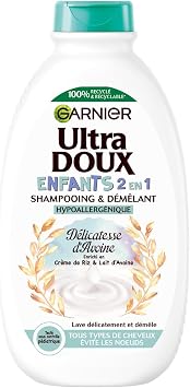 Garnier Ultra Doux Shampoing 2-en-1 Crème de Riz et Lait d'Avoine Bio Enfant