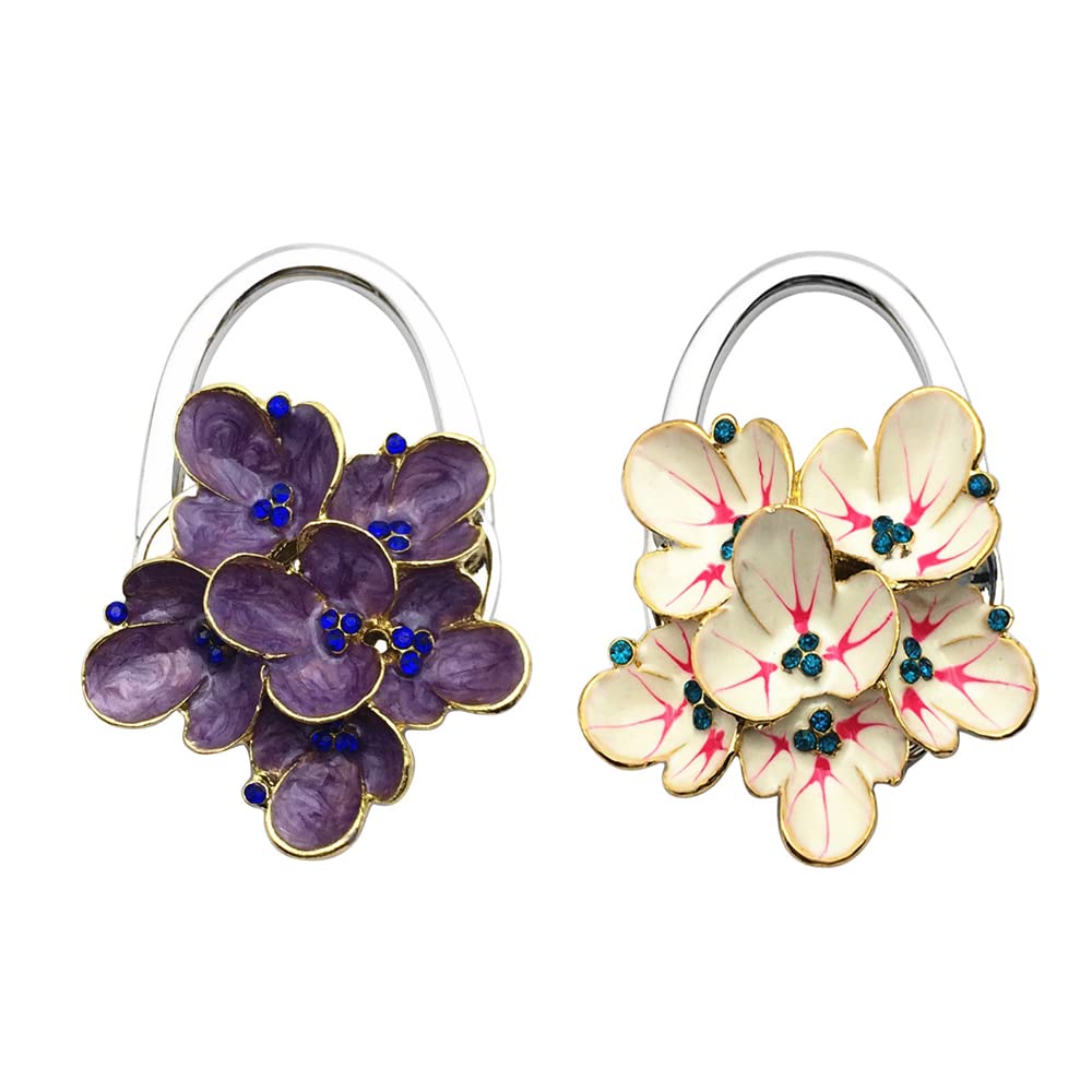 KEBOOTKEBOOT Purse Hook for Table, Bling Rhinestone Purse Holder for Table Desk, Handbag Storage Folding Decor Table Hook, Women's Bag Handbag Hanger Holder 2 pcs Malus Spectabilis
