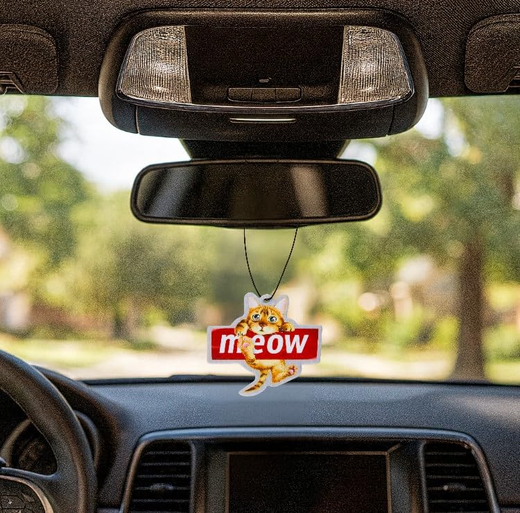 Image of Car Air Freshener Scented With Premium Oils By Fresh Fresheners (Meow Cat)