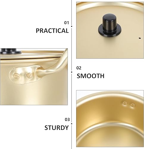 Miniatura 2 de Cabilock Olla coreana de ramen, olla de cocina de ramen con tapa, cuchara y palillos, olla pequeña de fideos coreanos para ramen, de calentamiento