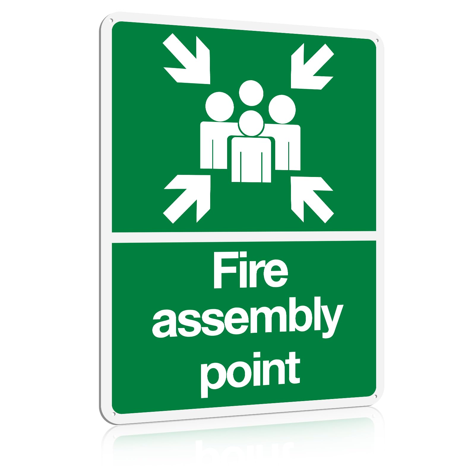 KKUOYT Fire Assembly Point Sign Outdoor 400 x 300 x 1mm Rigid Plastic Assembly Point Sign large Fire Safety Signs for Buildings Schools