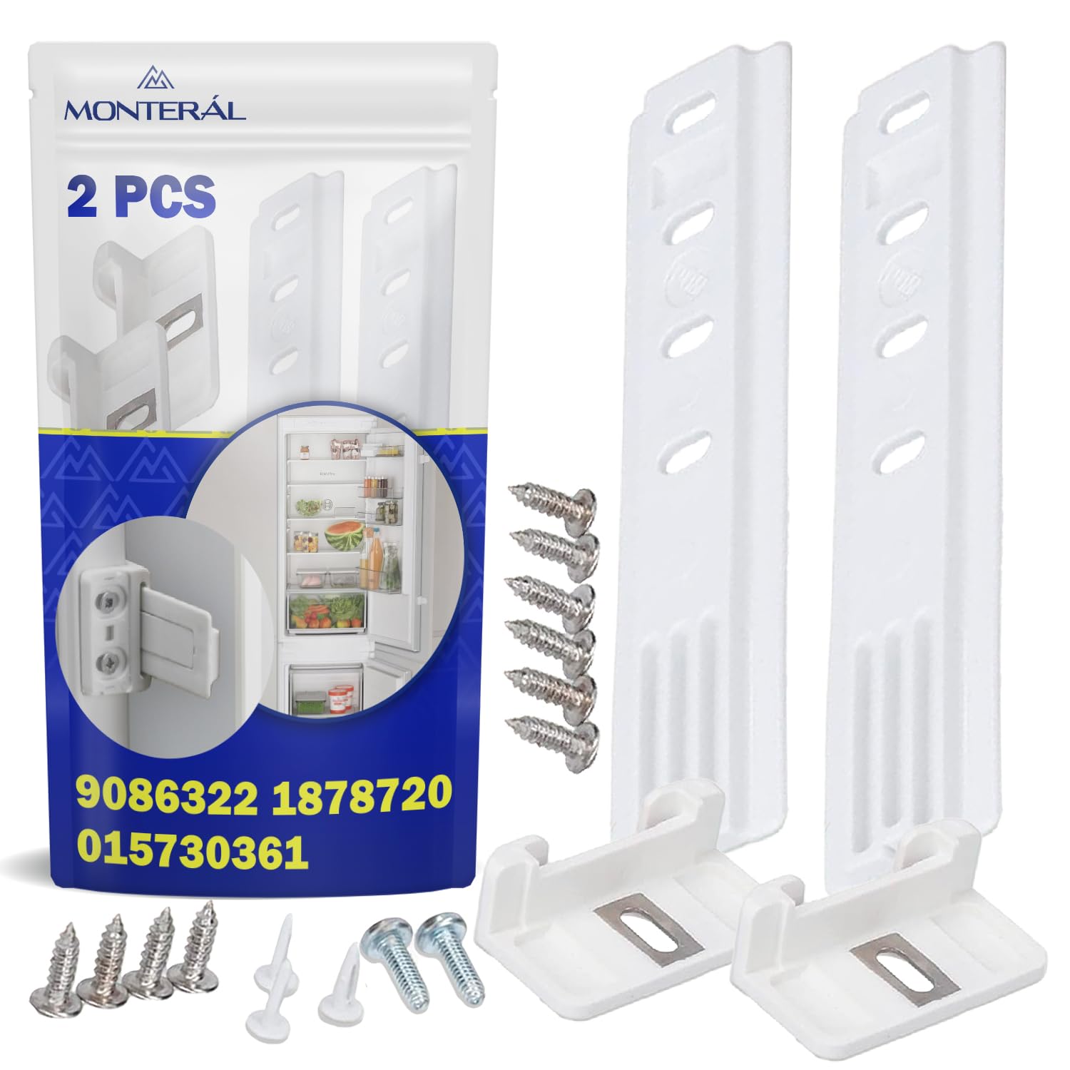 2 Piezas Set de Montaje Rieles para Fijar Puerta Frigorificos Integrable la Fachada Tiene el Código Original 9086322 para Liebherr 1878720 para Miele 015730361 para Smeg - MONTERAL