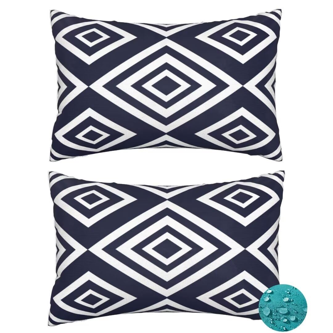 Cuscini Esterno Impermeabili 2 Pack Blu marino Federe Cuscini Divano 60x90 cm, Estate Cuscini per Divano Esterno Giardino, Cuscini per Divano Domande Cuscini Decorativi, per Auto Balcone Patio -DF309