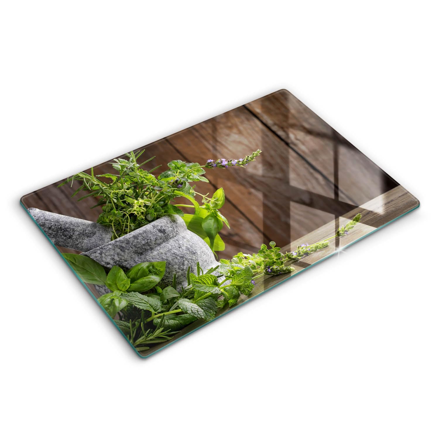 Protection plaque cuisson contre les rayures avec décor herbes