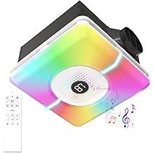 Bluetooth Bathroom Exhaust Fan, Ceiling Ventilation Fan with Night Light,230 CFM Powerful Quiet Ventilation,Color Adjustable Color Lighting (3000K-6500K),with 7-Color RGB Ambient