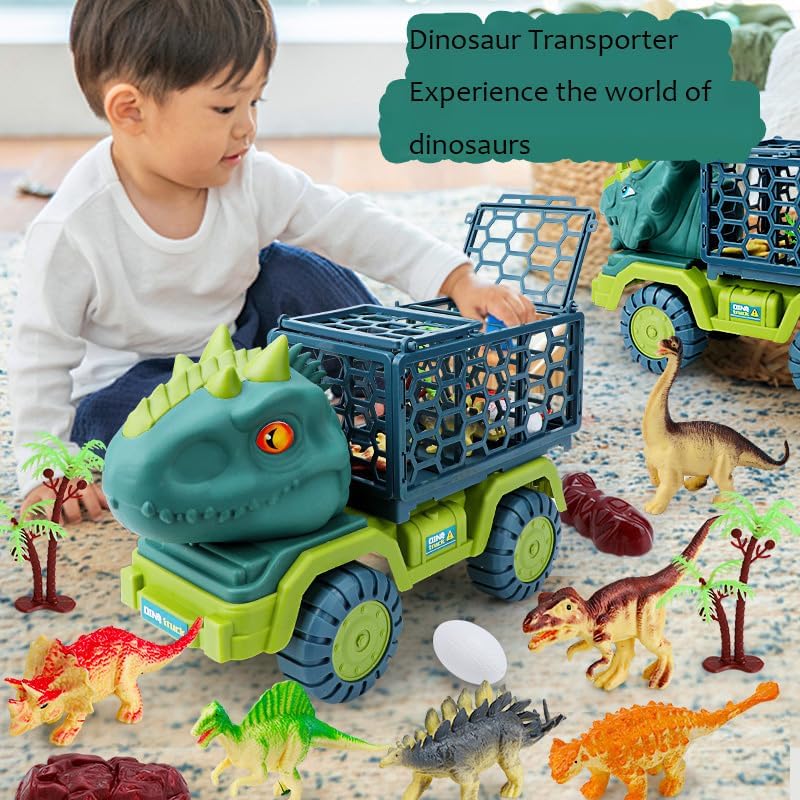 Miniatura 6 de Camión de transporte de dinosaurios, juguetes educativos de dinosaurios para niños de 3, 4, 5, 6, 7, 8, 9, 10 años, regalos para niños y niñas