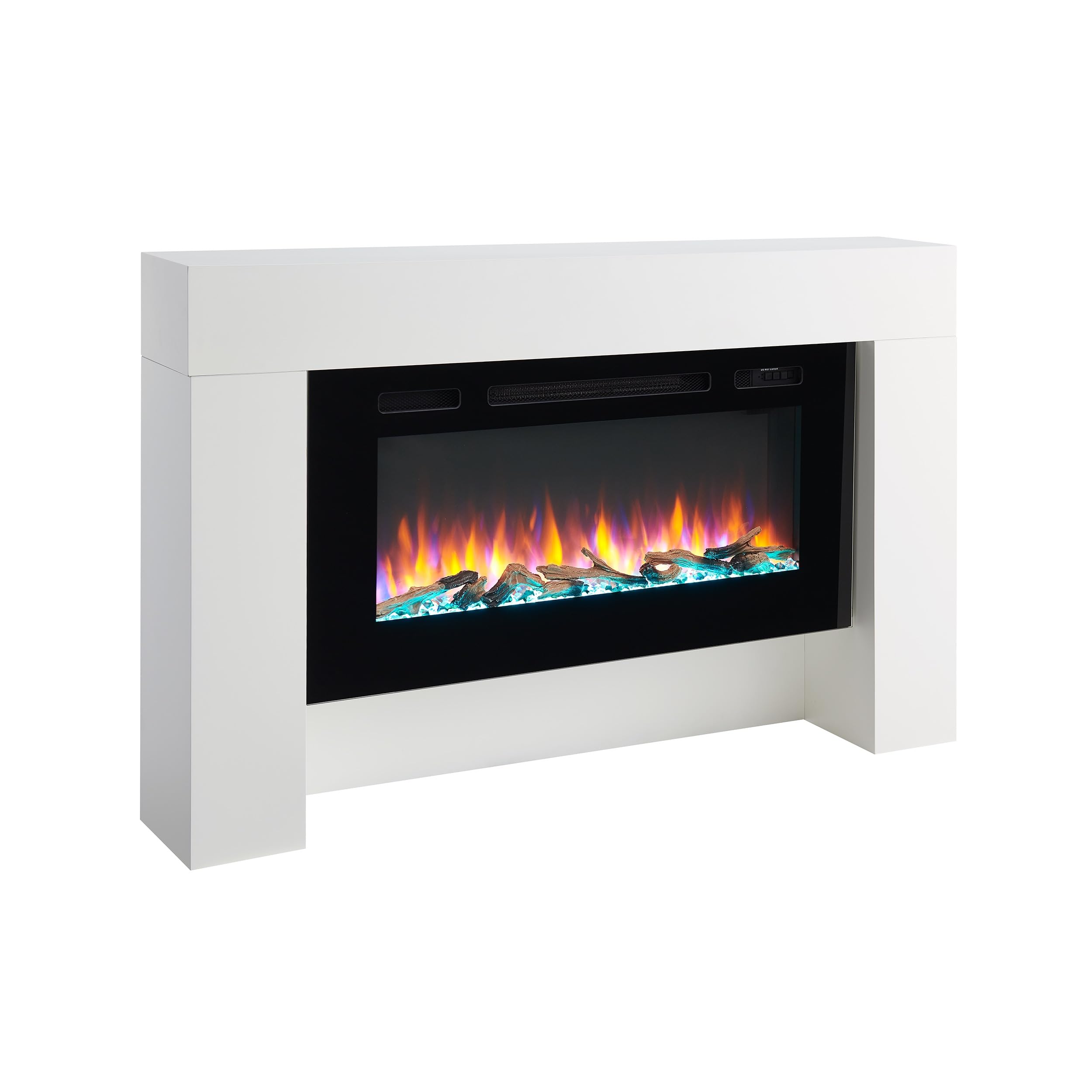 BALDERIA Elektrokamin Herkules, Elektrischer Standkkamin, Weiß | 3D-Flammeneffekt, Elektro Heizung 1000/2000W, LED-Beleuchtung, Fernbedienung, Timer, Startsteuerung, Thermostat