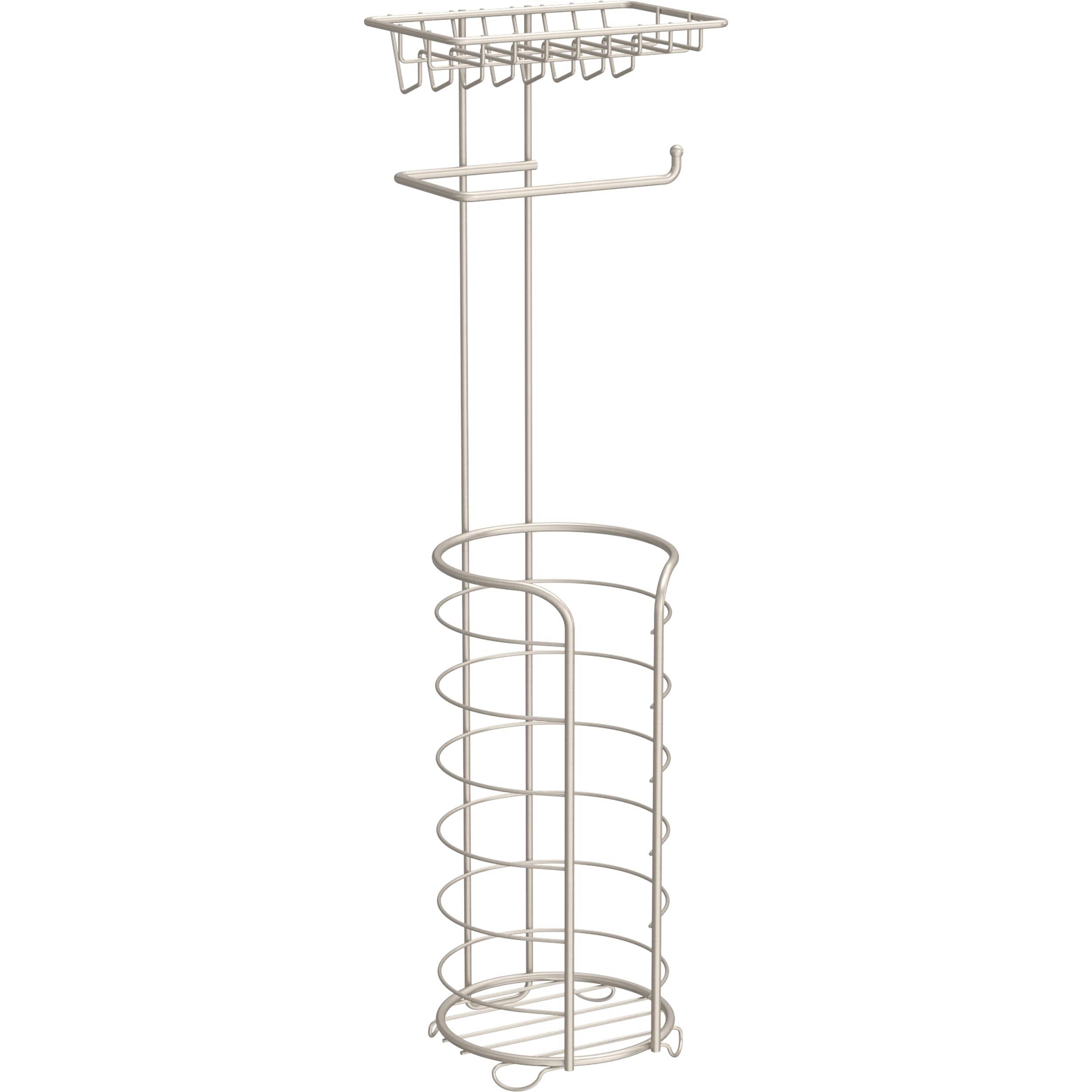 Franklin Brass (1-Pack) Toilet Paper Holder Free Standing Satin Nickel Standing TP Storage Bathroom Organization Storage Shelf Standing Tissue Holder Bathroom Accessories 47664-BN