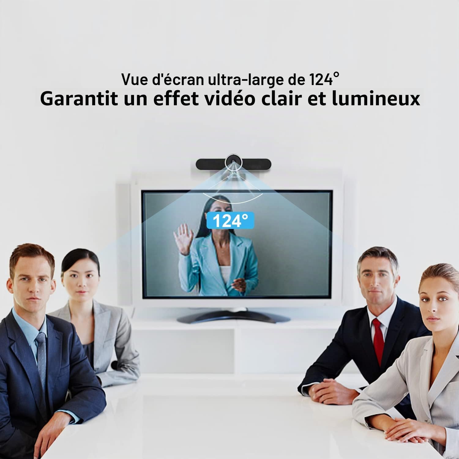 TONGVEO Webcam 4K pour conférence - Caméra avec mic et haut-parleur - Grande angle AI Auto Framing - Zoom compatible