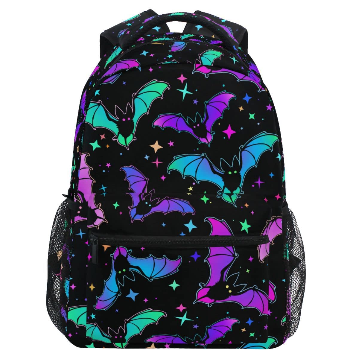 MNSRUU Student School Bag Halloween Luminous Bats Backpack for Girls Boys College Bookbag Laptop Rucksack Travel Backpack for Adult Teen Casual