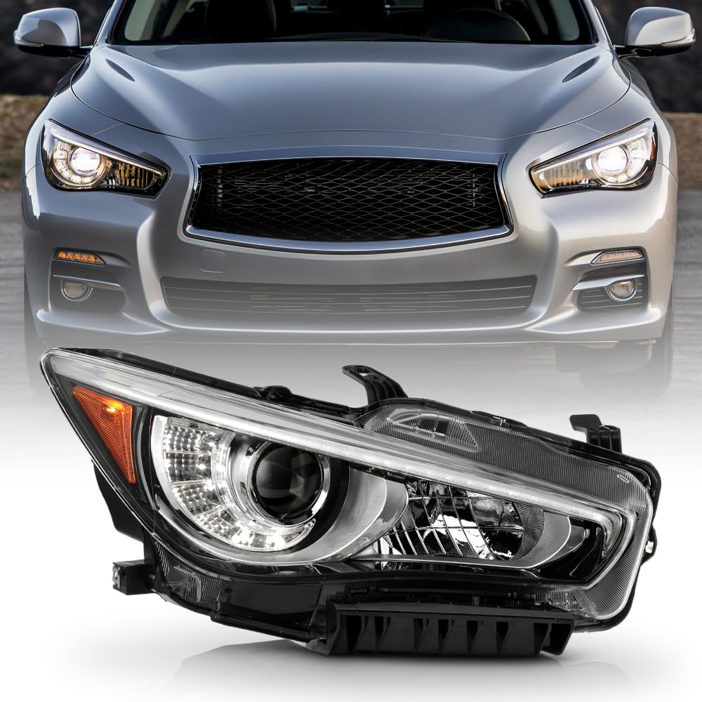 KEEKPO - Compatible with 2014-2022 Infiniti Q50 LED w/AFS LED Projector Headlight Headlamp Replacement Passenger Side
