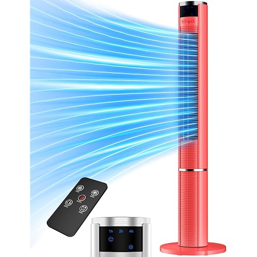 HIFRESH Tower Fan for Home - Red