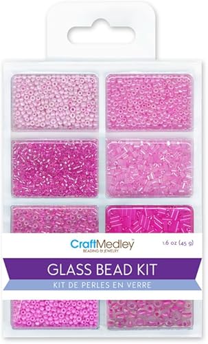 Craft Medley Kit de cuentas de vidrio, 1.59 oz, RocaillesSemillasBugles, Blush disponible en Yaxa El Salvador