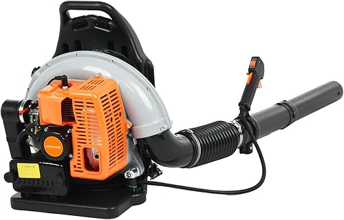 Soplador de hojas de gas, soplador de mochila, 63CC 2 tiempos 665 CFM soplador de hojas a gas, soplador de hojas de gasolina para cuidado del