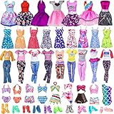 Paket enthalten Zufälliger Stil 5 Partykleider + 10 Minikleid + 4 Puppenhosen Blusen + 3 Bikinis + 10 Paar Schuhe
